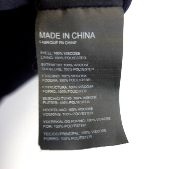 CLUB MONACO Navy Blue Shift Midi Dress 8 MEDIUM Puff Sleeve Scoop Neck A-line - Picture 13 of 13